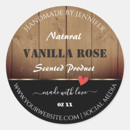 褐色木目製品包装ラベルハート ラウンドシール