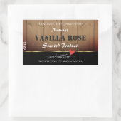 褐色木目製品包装ラベルハート 長方形シール (バッグ)