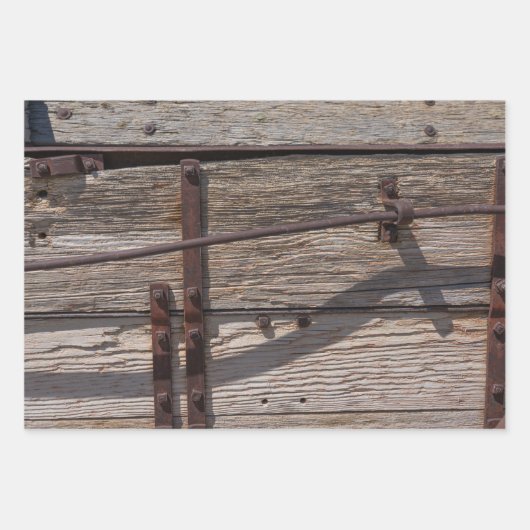 褐色木素朴材デザイン ラッピングペーパーシート (正面)