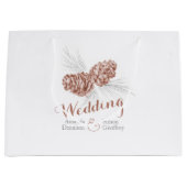 褐色松コーンスケッチ結婚の大抱き枕 ラージペーパーバッグ (正面)