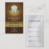 褐色歯科名刺とアポイントメントカード 予約カード (正面/裏面)