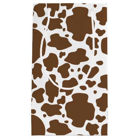 褐色牛斑フェイク牛模様 スモールペーパーバッグ (正面)