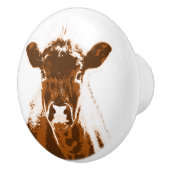 褐色牛農動物 セラミックノブ (右)