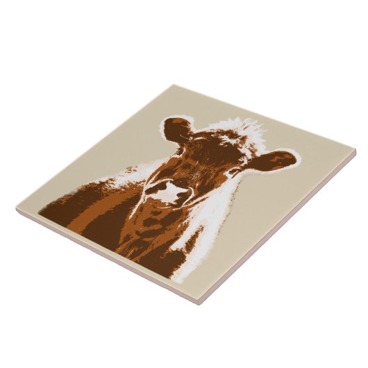 褐色牛農動物 タイル (側面)