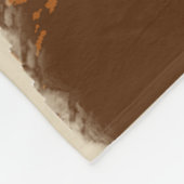 褐色牛農動物 フリースブランケット (角)