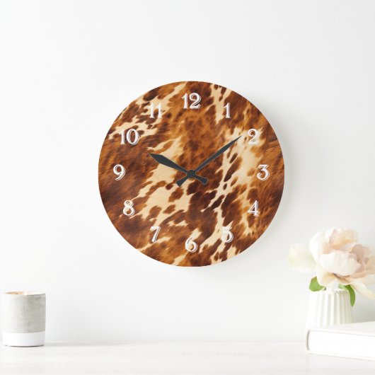褐色牛革 ラージ壁時計 (ホーム)