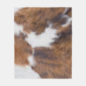 褐色牛革、牛皮プリント模様、モダン牛 フリースブランケット (正面)