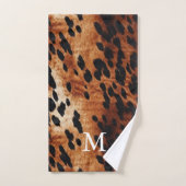 褐色牛駆虫単像 バスタオルセット (ハンドタオル)