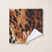 褐色牛駆虫単像 バスタオルセット (ウォッシュタオル)