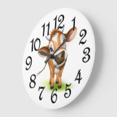 褐色牛 ラージ壁時計 (傾斜)