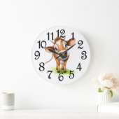 褐色牛 ラージ壁時計 (ホーム)