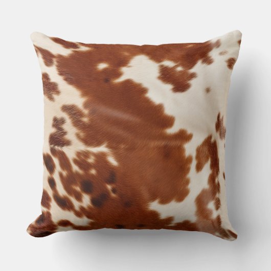 褐色白牛革 クッション (正面)