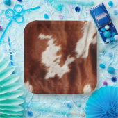 褐色白牛革 ペーパープレート (パーティー)