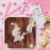 褐色白牛革 ペーパープレート (パーティー)