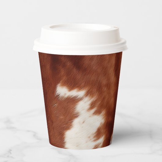 褐色白牛革 紙コップ (正面)