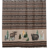 褐色部族の水彩木地動物の森 シャワーカーテン (正面)