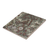 褐色鳥水色黒鉛緑木花 タイル (側面)