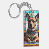 襟の付いたカラフル犬 キーホルダー (正面左)