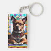 襟の付いたカラフル犬 キーホルダー (裏面)