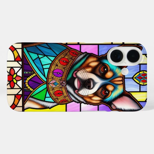 襟の付いたカラフル犬 Case-Mate iPhoneケース (裏面 (横))