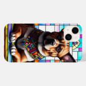 襟の付いたカラフル犬 Case-Mate iPhoneケース (裏面 (横))