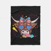 西おもしろいアメリカ牛7月1日4日 フリースブランケット (正面)