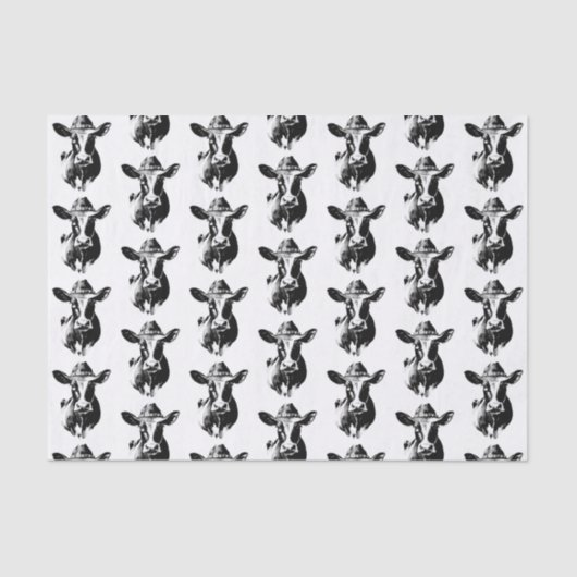 西おもしろい牛の白黒デザイン 薄葉紙 (正面)