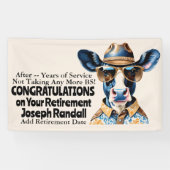 西おもしろい牛の退職パーティーなしBS 横断幕 (横)