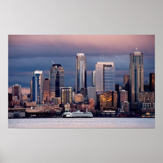 西から見る美しくドラマチックな夕日 ポスター (正面)