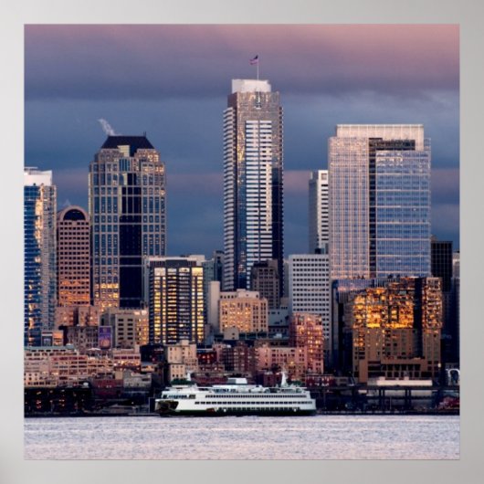 西から見る美しくドラマチックな夕日 ポスター (正面)