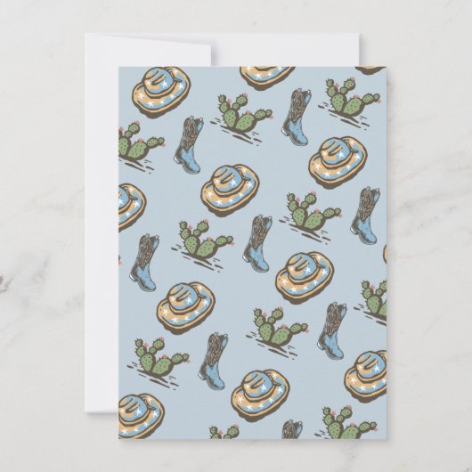 西がワンカウボーイ誕生日少年だった方法 招待状 (裏面)