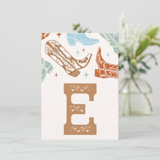 西が一つのハイチェアのバナーカードだったこと – "E" 招待状 (スタンド正面)