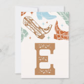 西が一つのハイチェアのバナーカードだったこと – "E" 招待状 (正面)