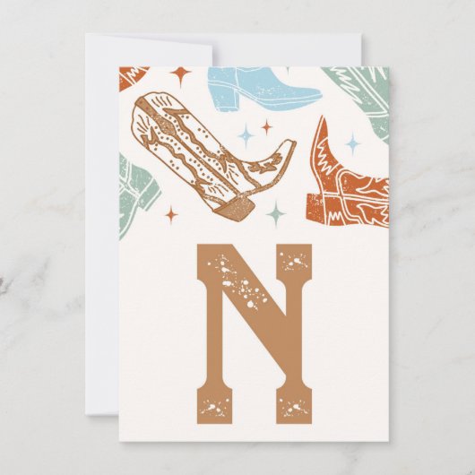 西が一つのハイチェアのバナーカードだったこと – "N" 招待状 (正面)