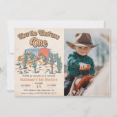 西が一つの西ロデオの最初の誕生日 招待状 (正面)