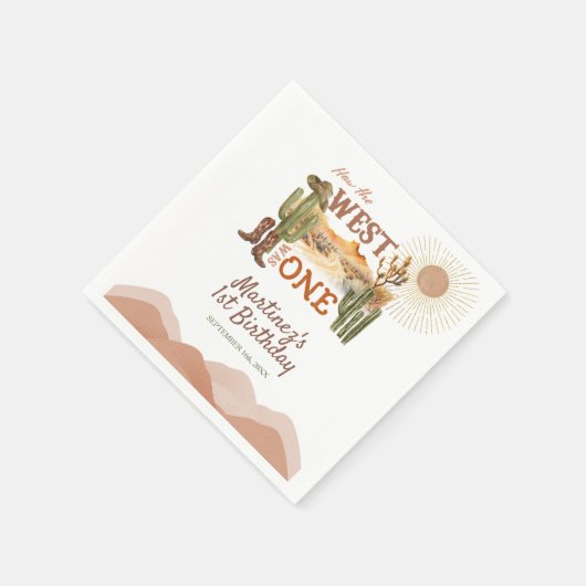 西が一つの誕生日パーティーカウボーイだった方法 スタンダードカクテルナプキン (角)