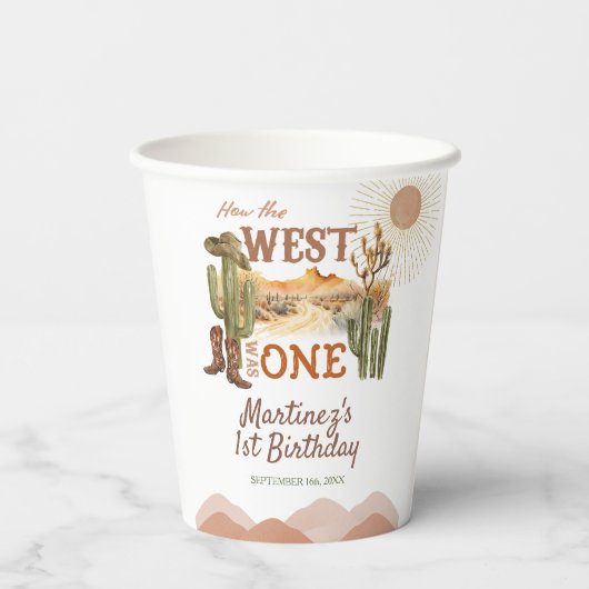 西が一つの誕生日パーティーカウボーイだった方法 紙コップ (裏面)