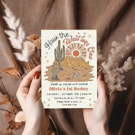 西が私の最初のロデオの1歳の誕生日 招待状