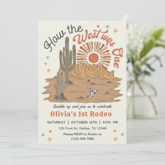 西が私の最初のロデオの1歳の誕生日 招待状 (スタンド正面)
