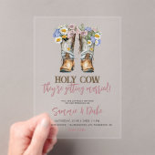 西と田舎の花は長靴素朴を結婚する アクリル招待状 (インサイチュ (ポータブル))