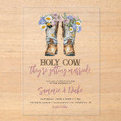 西と田舎の花は長靴素朴を結婚する アクリル招待状 (正面)