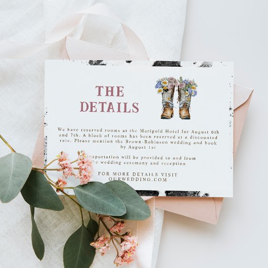 西と田舎の花は長靴素朴を結婚する エンクロージャーカード