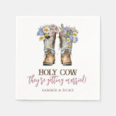 西と田舎の花は長靴素朴を結婚する スタンダードカクテルナプキン (正面)