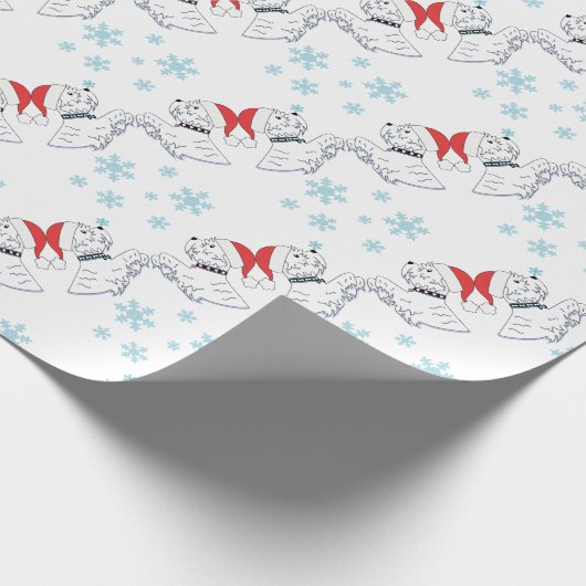 西に高地にテリアのクリスマスの包むこと ラッピングペーパー (角)