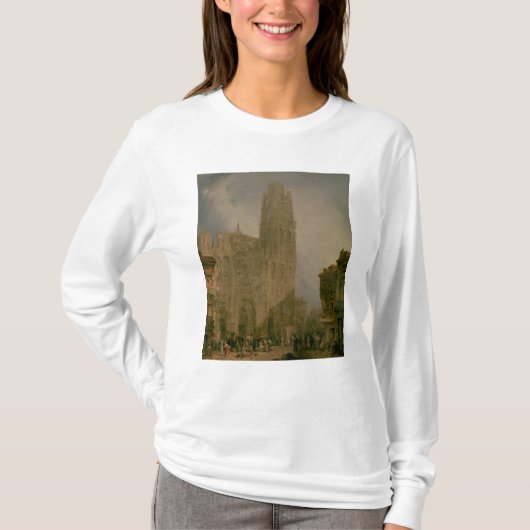 西にNotre Dame、ルーアンの前部 Tシャツ (正面)