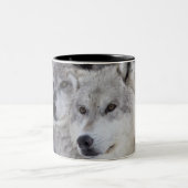 西のイエローストーンからのオオカミ(Canusのループス)。 これ ツートーンマグカップ (中央)