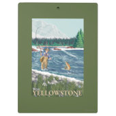 西のイエローストーン、モンタナ-はえの漁師 クリップボード (裏面)