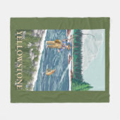 西のイエローストーン、モンタナ-はえの漁師 フリースブランケット (正面(横))