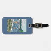 西のイエローストーン、モンタナ-はえの漁師 ラゲッジタグ (正面横)