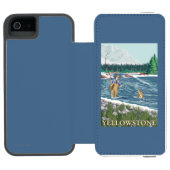 西のイエローストーン、モンタナ-はえの漁師 INCIPIO iPhoneウォレットケース (フォリオオープン)